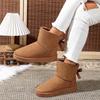 Fashion Thick Plush Platform Snow Boots Women Winter Keep Warm Fur Cotton Shoes Woman Faux Suede Slip-On Ankle Boots Padded Shoes