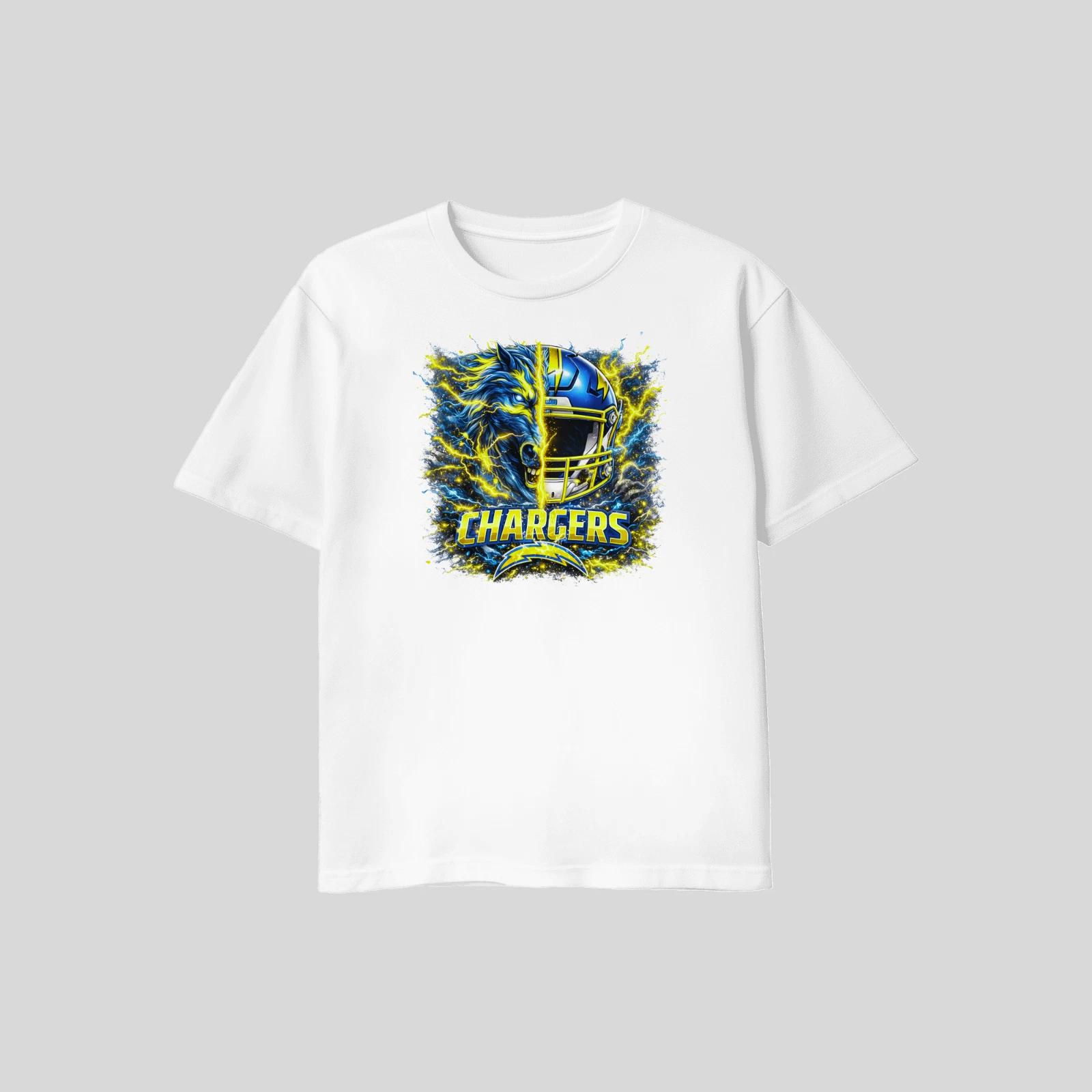 Unisex Adult Casual Graphic Los Angeles Chargers Helmet Mascot T Sh... S