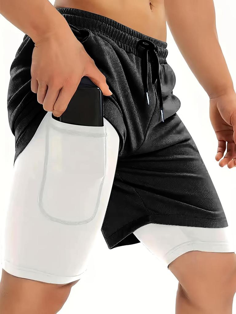 Men's PRO Breathable Mesh Double Layer Quick-Dry Loose Fit Running Shorts