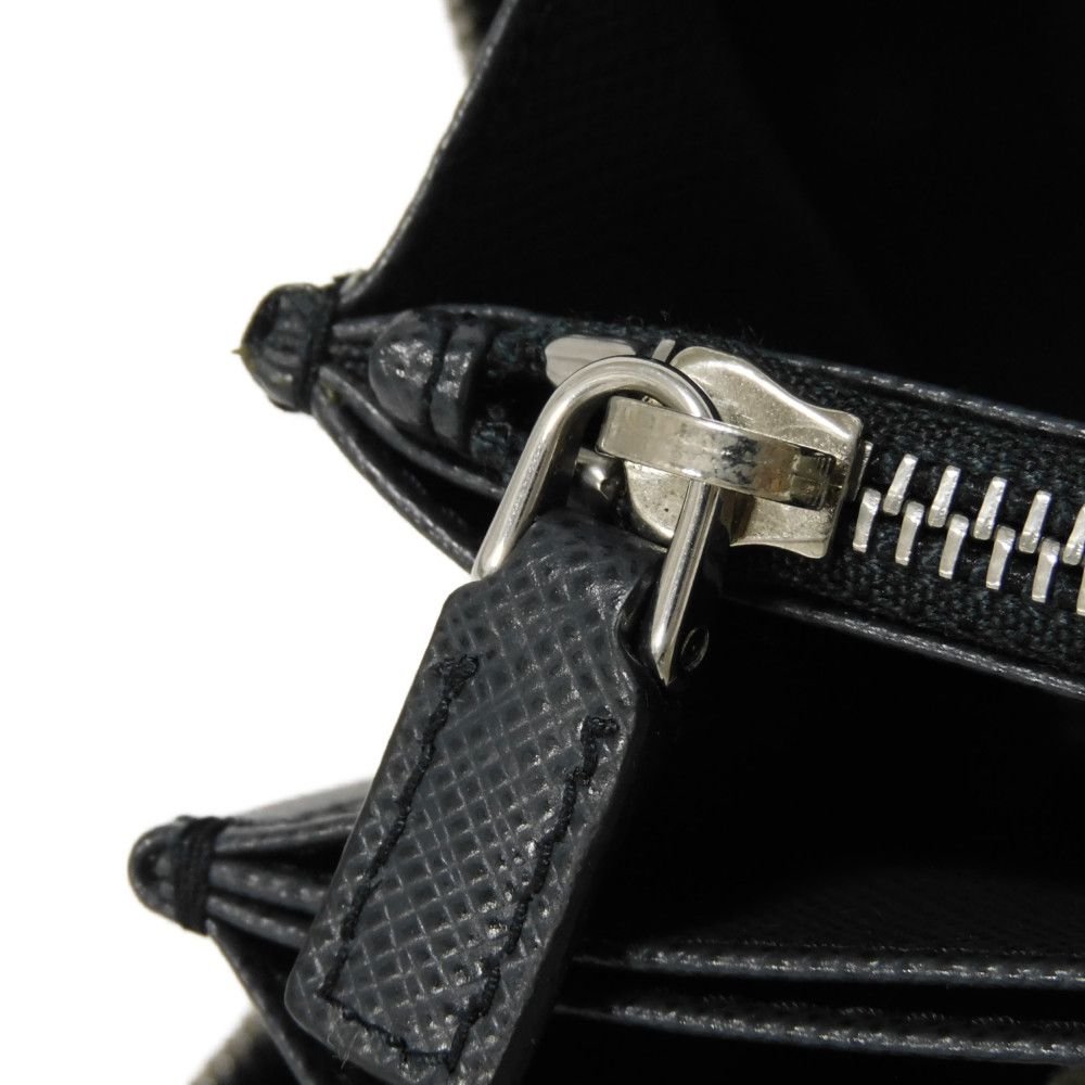 Used 11569 Saffiano Zip Around Wallet 2ML317 PN9 F0216 7940 Navy Zip Around Logo Embossed Baltic Unisex from Japan