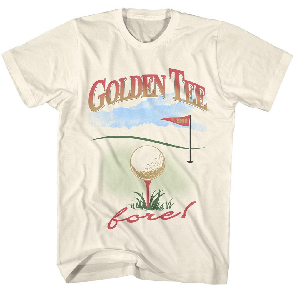 Golden Tee Video Game Incredible Technologies Golf Ball Tee FORE Men T Shirt S