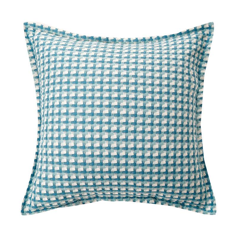 Plaid Linen Throw Pillow - Vintage Houndstooth Cushion Cover for Sofa, Bedroom, Office Chair & Bohemian Decor