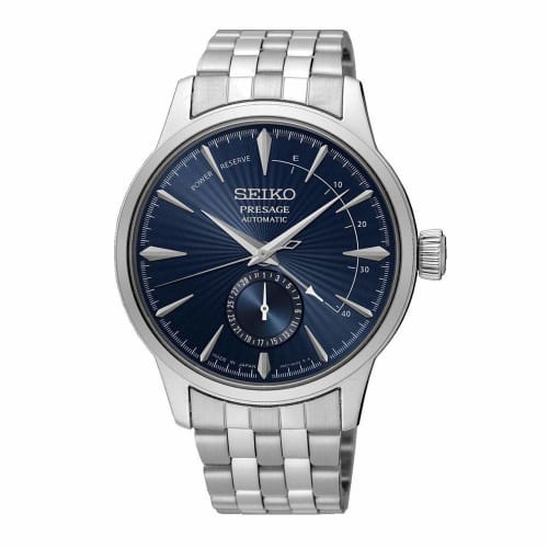 

Seiko PRESAGE Power Reserve Cocktail Time Blue Moon Automatic Watch, Men s, SSA347J1