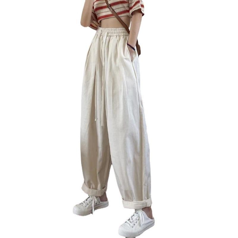 Pantaloni de lucru pentru femei Toamna și Vara Talie înaltă Slim Stil japonez lejer Pantaloni casual largi tip morcov