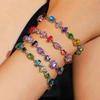 Women Bracelet Irregular Cubic Zirconia Inlaid Adjustable Length Stacking Bracelet Rainbow Color Bracelet Jewelry Gift