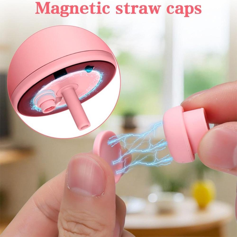 Portable Magnetic Suction Straw Cap Drinking Dust Plugs Tips Cover Reusable Silicone Straw Caps Water Bottle Accessories