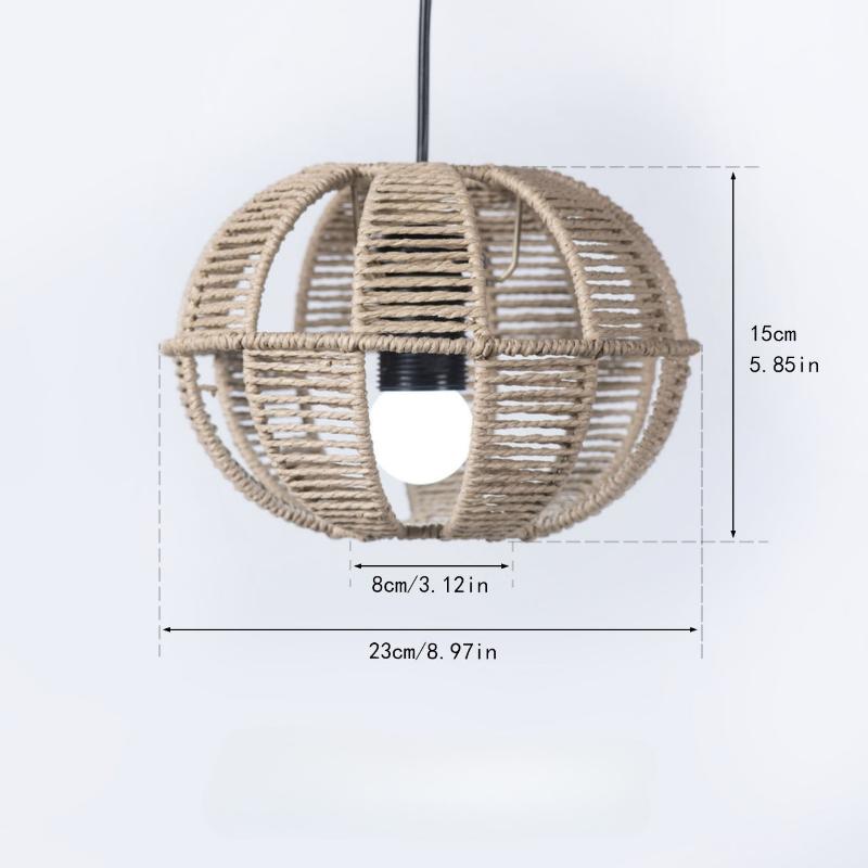 Hand Knitting Imitation Rattan Replacement Shade for Pendant Light Vintage Bulb Guard Ceiling Oval Plastic Shade DIY