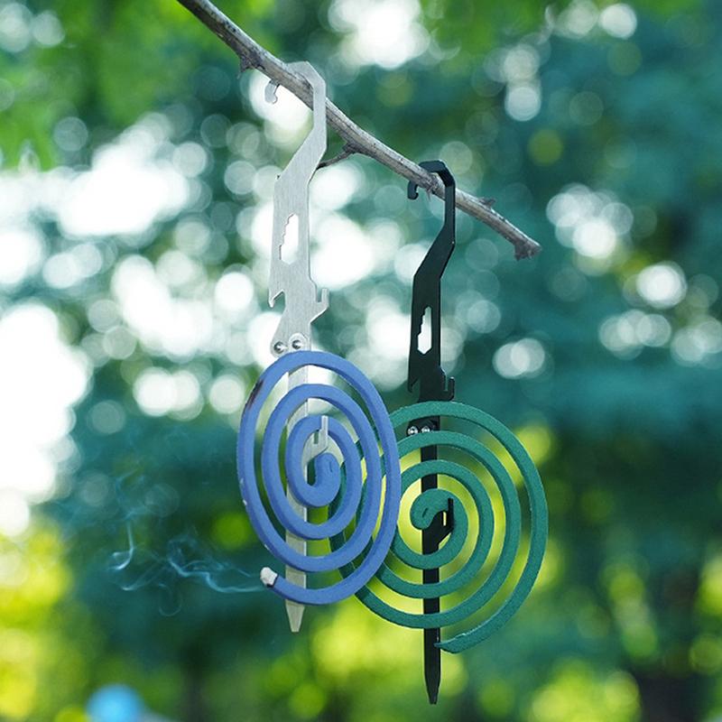 Outdoor Multifunctional Stainless Steel Hook Mosquito Coil Bracket Bottle Opener Measuring Ruler Foldable Insert
