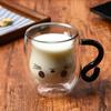250ml Cartoon Cat Double Wall Glass Cute Coffee Tea Cup Heat-resistant Coffee Mug Handle Espresso Cup For Latte Cappuccino