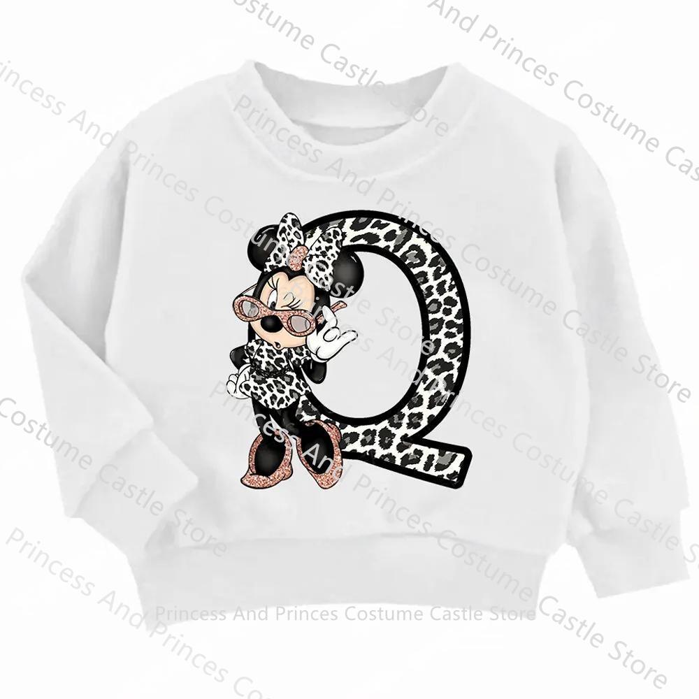 Children MINISO Minnie Hoodie Letter A B C D Kid Casual Clothes O-neck Pullover Little Baby Kawaii Cartoons Boy Girl Sweatshirts