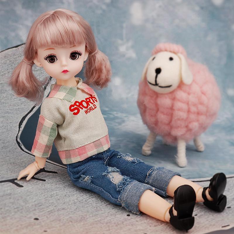 30 CM Mini Mobile 23 Bambole Snodate Ragazze Giocattolo 3D Grandi Occhi BJD Principessa Abiti Completi Collezione di Abiti Per Bambini Regalo bambola