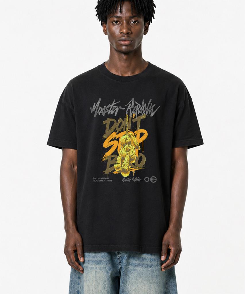 MONSTER REPUBLIC Rabbit Don'T Stop Bro Orange T-Shirt Black_9175