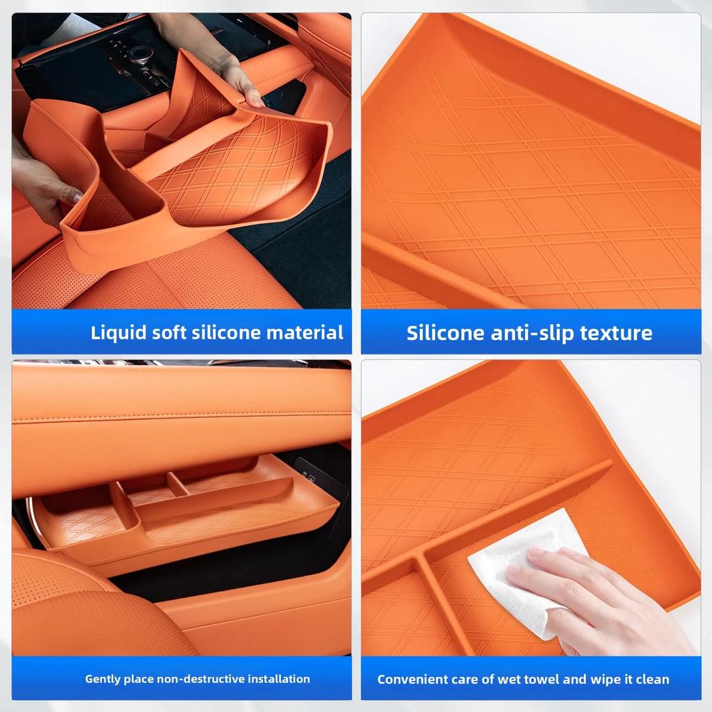 Central Control Lower Storage Box for Lynk & Co 900 2025 Silicone Anti-slip Armrest Box Organizer Interior Tidying Accessories