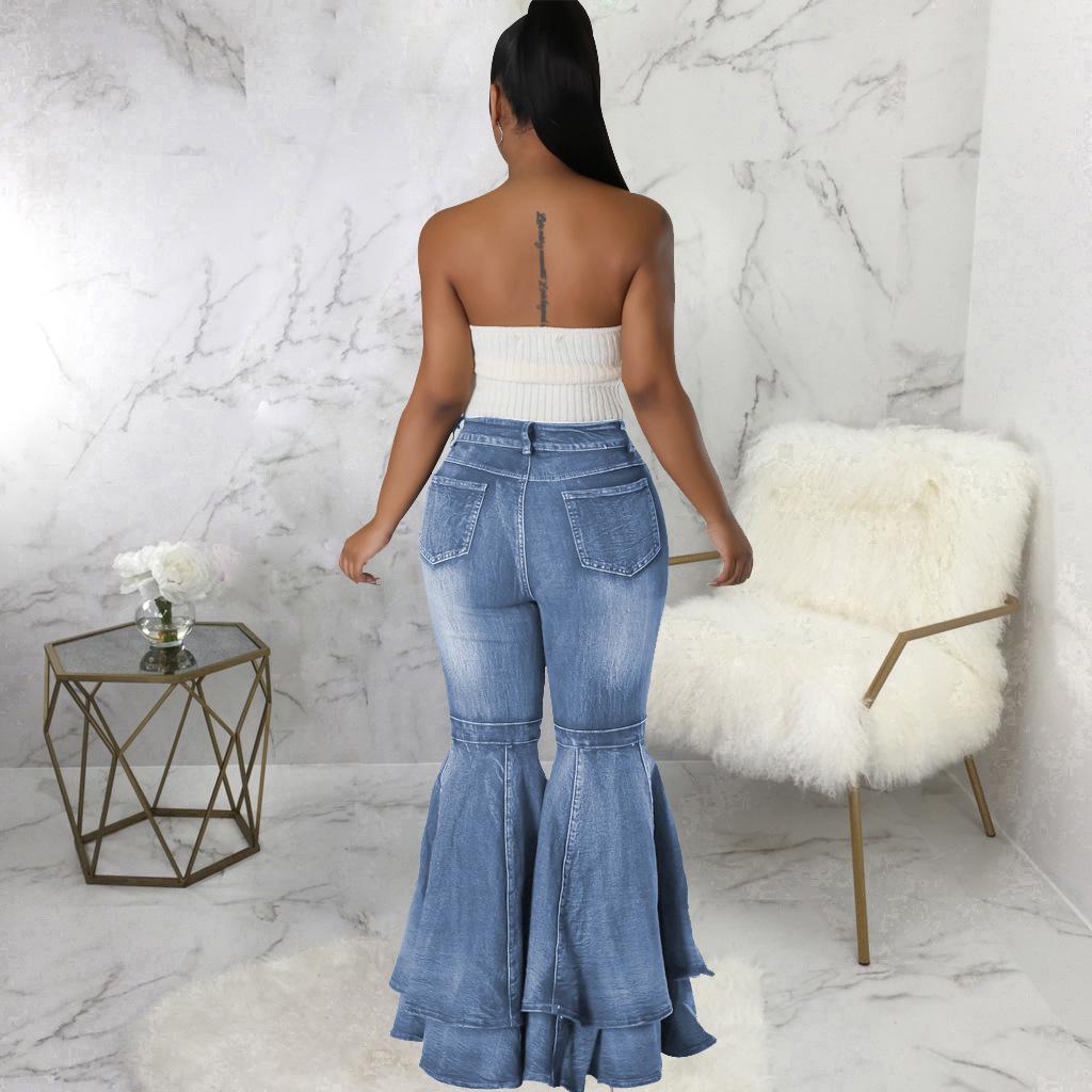 Fashion Wide-Leg Stretch Denim Flare Pants