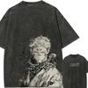 Ryomen Sukuna Sketch Tshirt Jujutsu Kaisen Tee Vintage Washed Oversized Retro Anime Harajuku Men Streetwear Graphic Manga Top