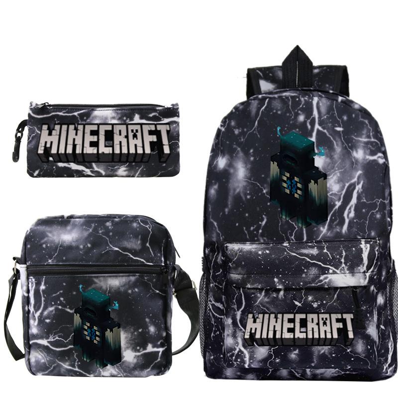 Game Minecraft Printed Children'S School Bag Oblique Span Bag Stationery Pencil Bag Student Backpack Set