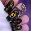 High-End Dark Snake Pattern Medium Length False Nails - Sweet & Cool Nail Art for Europe & America