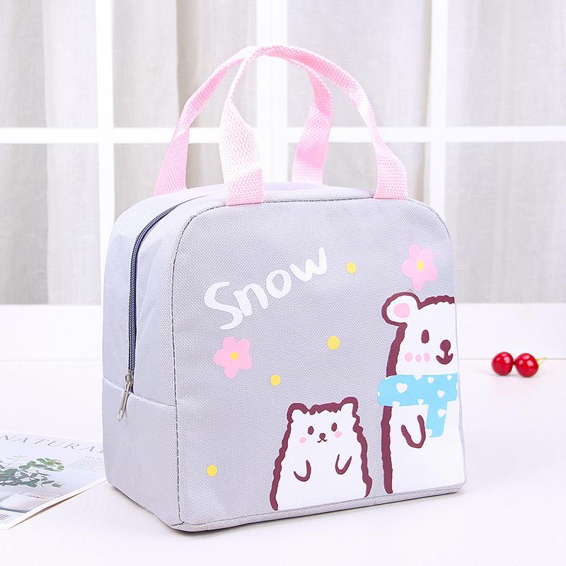 

Cute Style Adult Bento Bag Extra Large Student Lunch Bag Handheld Enhance Appearance Insulated Lunch Bag Storage Lunch Bag серый