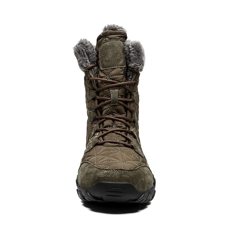Men's everyday outdoor cotton boots, snow boots, hiking boots with fleece lining, warm high-top lace-up, waterproof upper