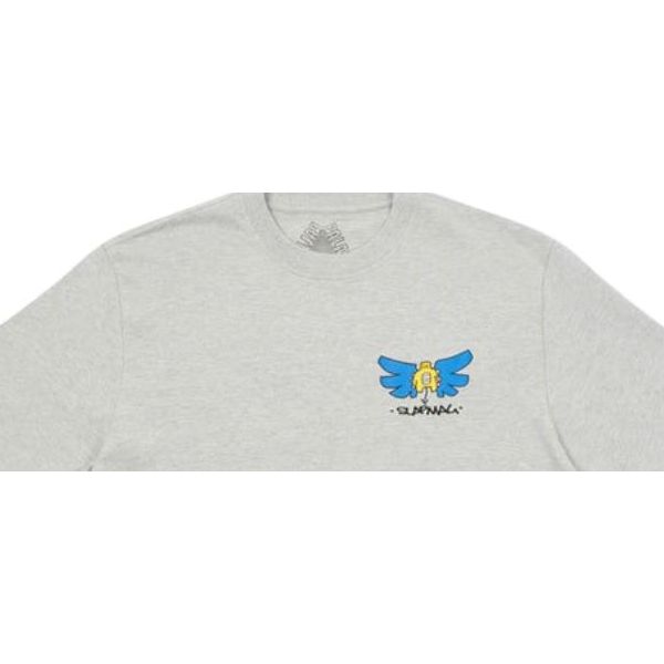 Palace X Slap Magazine Co-Branded Angel Cartoon Print T-Shirt Unisex Tops Gray P20TS252