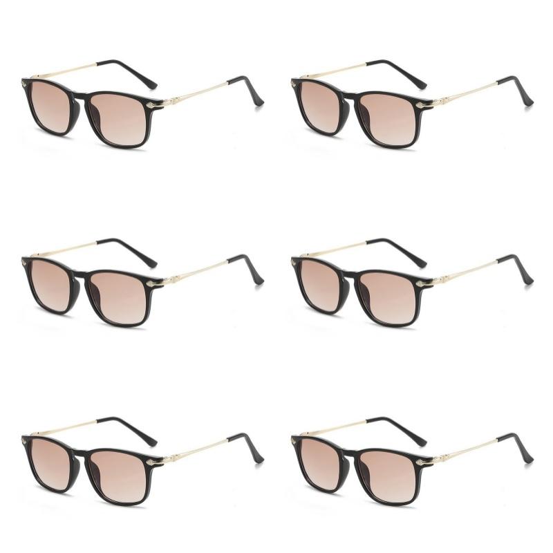 6PCS Dual-use Reading Sunglasses Look Far And Near Glasses For Reading Fashion Gray/Brown Lens