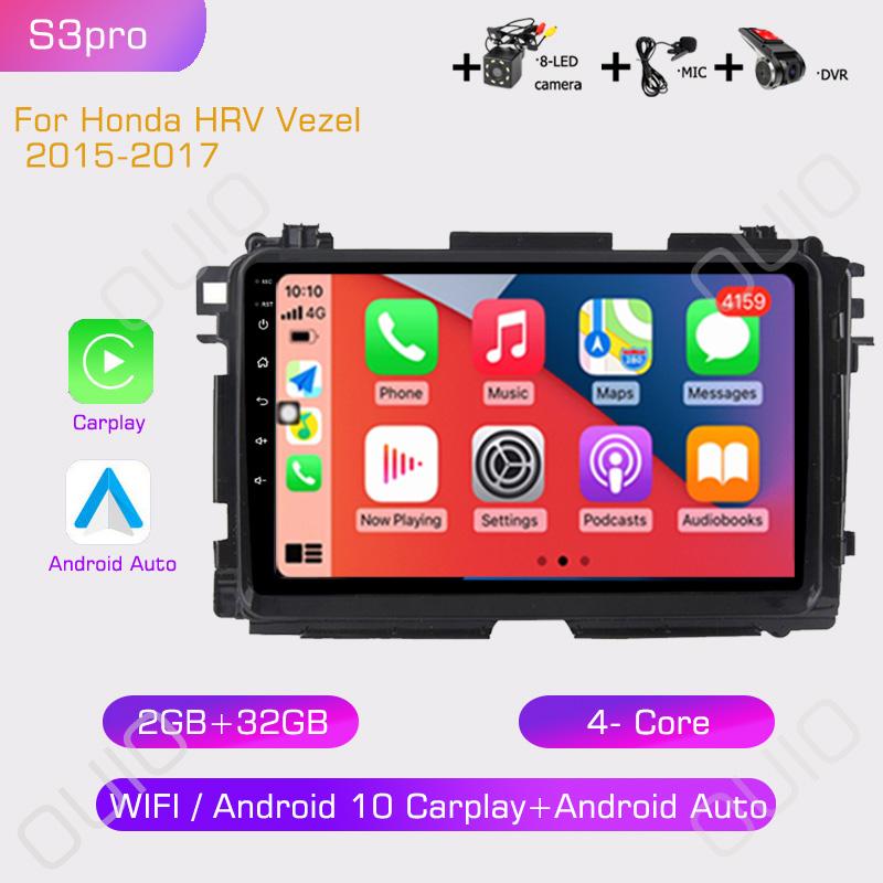 2din 9inch IPS HD Android10 Car Radio Multimedia Player Carplay Auto GPS Navigation DSP BT For Honda HRV Vezel 2015 2016 2017