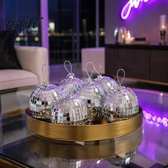 Festival Hanging Ornaments for Holidays 6 Pcs Mini Silver Disco Balls, Mirror Ball Ornaments, Reflective Balls Party Decorations Decoration with