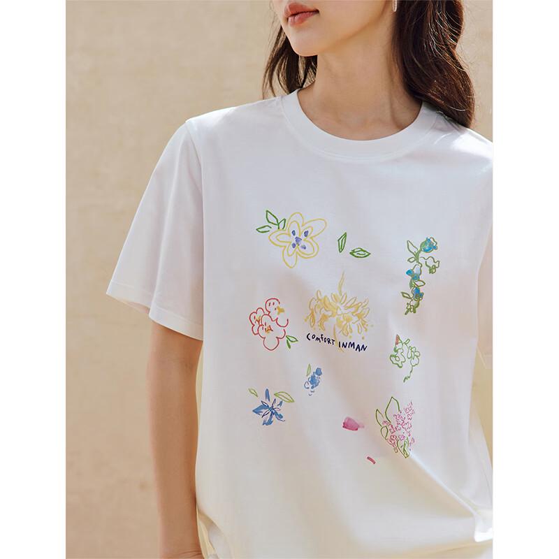 INMAN Women's Casual Floral Print Cooling Short Sleeve T-Shirt