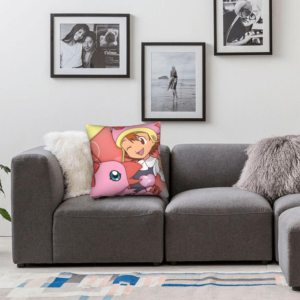 Digimons Cartoon Square Pillow Covers Polyester Bed Car Piyomon Tentomon Cushion Cover Cool Decorative Throw Pillow Case 45*45