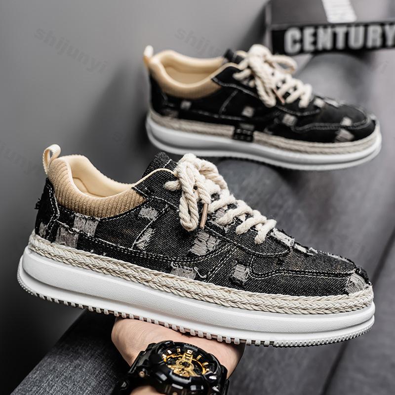 Fashion 2025 Autumn New Niche Design Men's Low Top Casual Thick Soled Canvas Shoes Fashion Trend Versatile Comfortable Platform sneakers