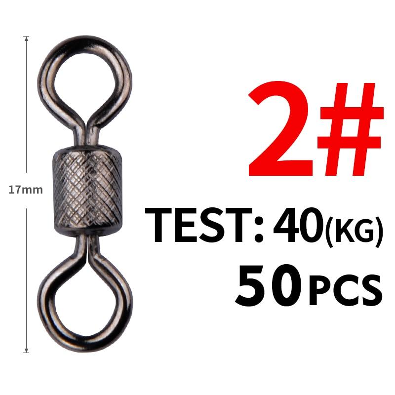 MEREDITH 50PCS/Lot Fishing Swivels Obratlík s kuličkovým ložiskem s bezpečnostní západkou Pevné kroužky Otočný obratlík pro příslušenství pro lov kaprů