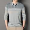 Men Casual Striped Long Sleeve Polo Shirt With Real Pocket Daily Wear Top