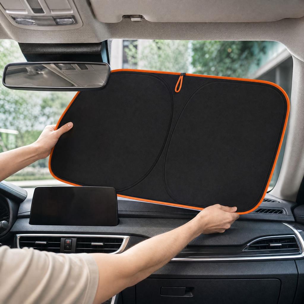 Car Windshield Sun Shade - Front Window Sun Visor Helps Block Sun and Heat for Interior