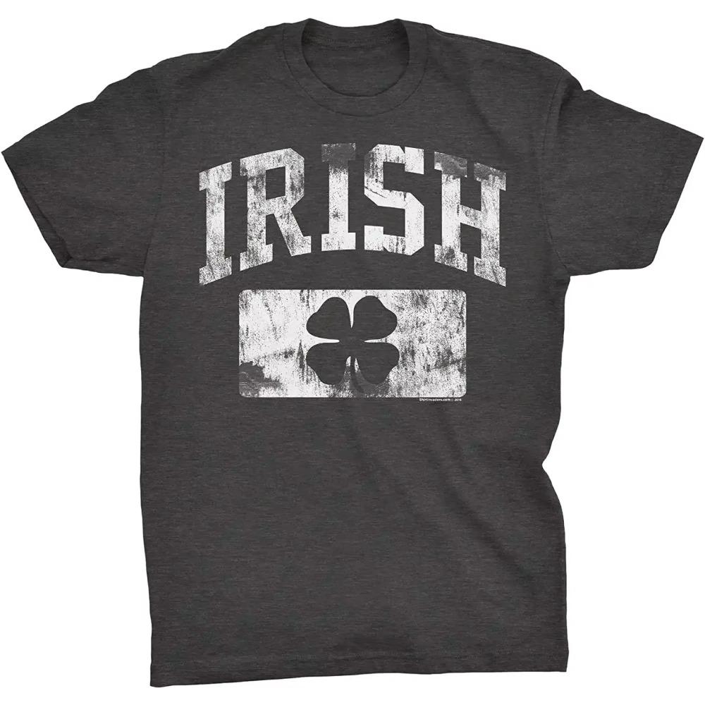 Irish Athletic Vintage Distressed Irish St Patricks Day Shirt for Men Cotton Four Seasons Daily T Shirt Men Clothing