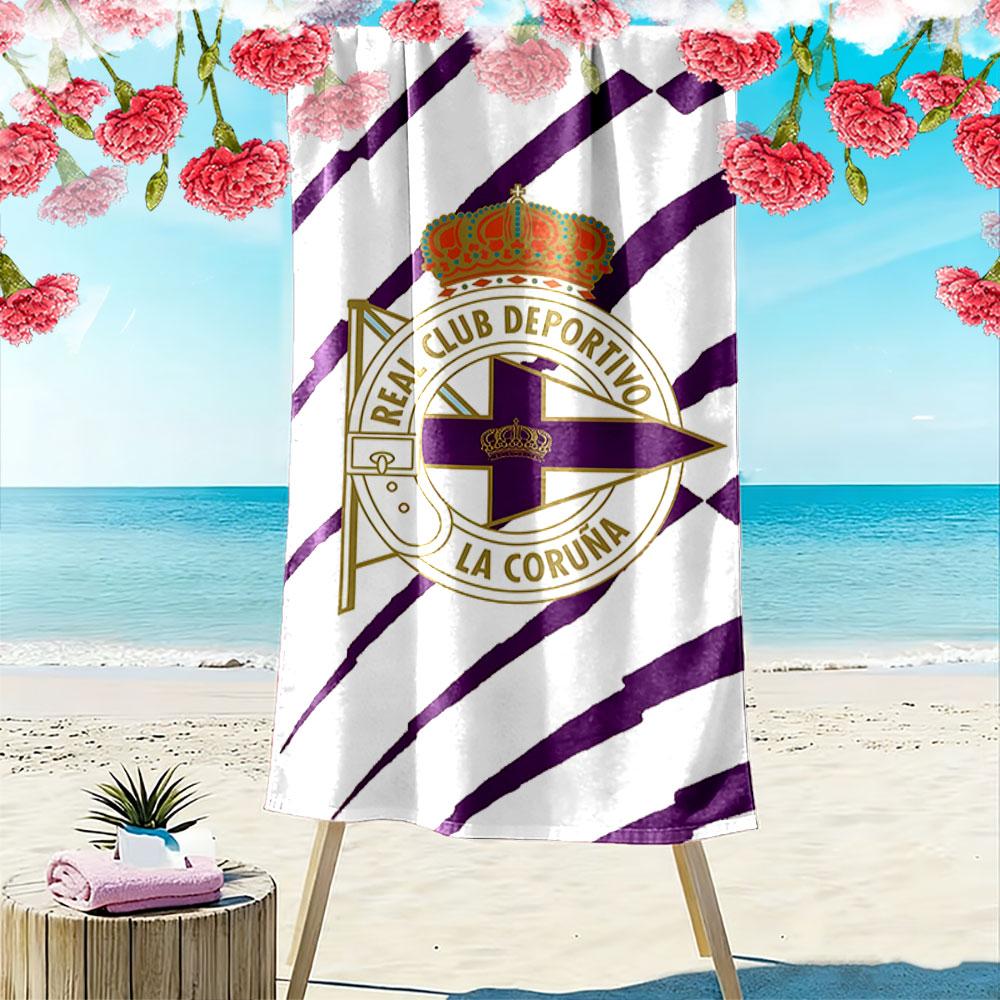 Regal Crest with Stripes Print Beach Towel, Quick Drying, Suitable for Travel, Outdoor Sports, Jogging, the Beach and Swimming, Gift