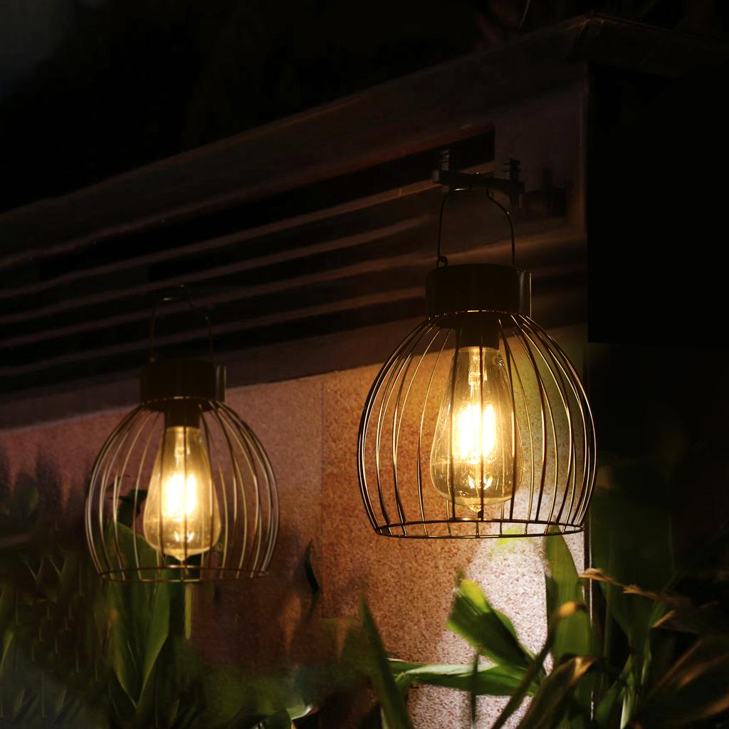 CalmGeek Solar Powered Engrgy Bird Cage Design Pendeant H-anging Lamp Lantern Outdoor Light