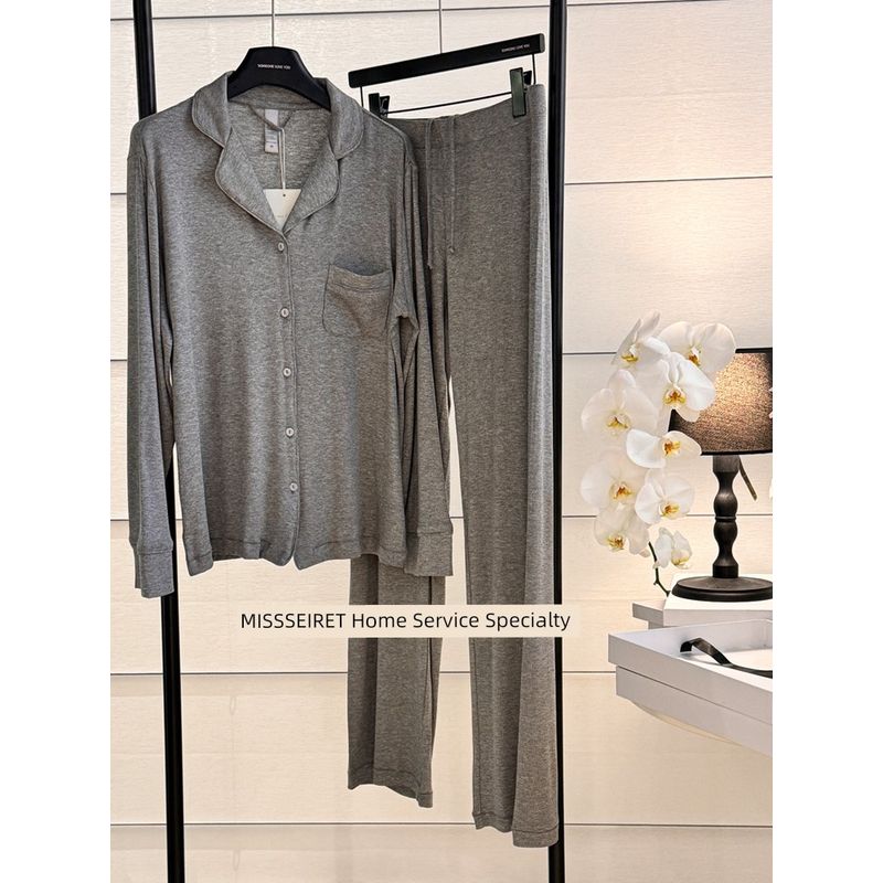 

Original Order Accessible Luxury ~ Ochre Color Card Dai Shan Sister Jin Same Pajamas Suit Women s Spring Summer Long-Sleeve Pants Homewear Kardashian Gray(Long sleeves pants) L(65.00kg)