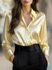 European and American temperament commuter long-sleeved shirt women's autumn POLO collar polyester cardigan