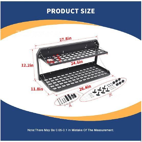 JIECHUAN Tailgate Foldable Table Rear Door Storage Rack Accessories For Jeep Wrangler JK 2007-2017 For Jeep Wrangler JL 2018 Up