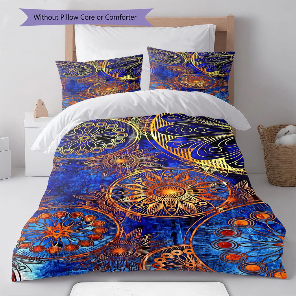Mandala Pattern Bedding Quilt Set Quilt Cover Pillowcase Home Decoration Gift (1 * duvet cover + 2 * pillowcase, without core)