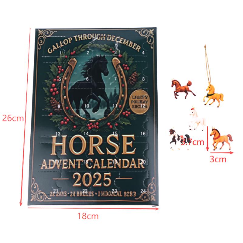 

2D Плоский Акриловий Кінський Адвент-Календар 2025 Набір Календарів Зворотного Відліку до Різдва з 24 Унікальними Конями для Підвішування для Домашнього Декору M