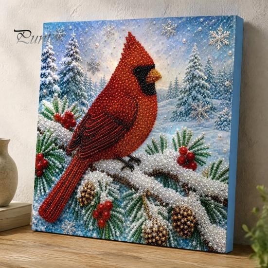 Christmas Home Decoration Faux Pearl Art Kit, DIY Snowman Painting 3D Festive Living Room Accents Xmas Scenes Crafting Project for Adults Beginners,