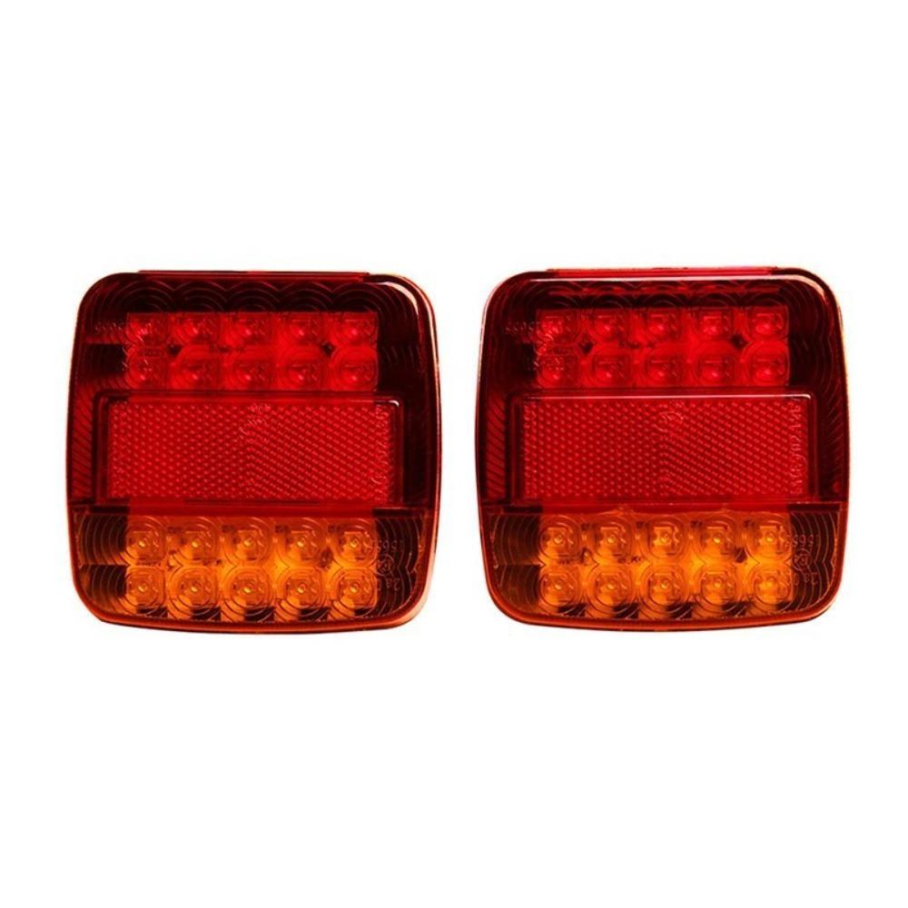 2Pcs 12V 24V Voltage Trailer Rear Lamp Red Yellow LED Vehicle Square Light Towing Taillight Truck