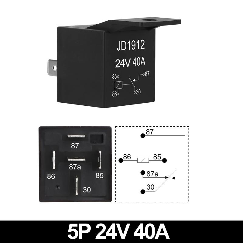 JD1914 40A 12V/24V SPDT Waterproof Car Relay 4/5 Pin Auto Switch Starter Kit for Car Boat Tractor Truck Motorcycle Relays 5