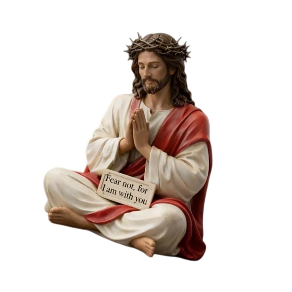 Pray Sitting Holy Resin Statue Desk Companion Figurine Christian Religious Gift Providing Daily Spiritual Comfort