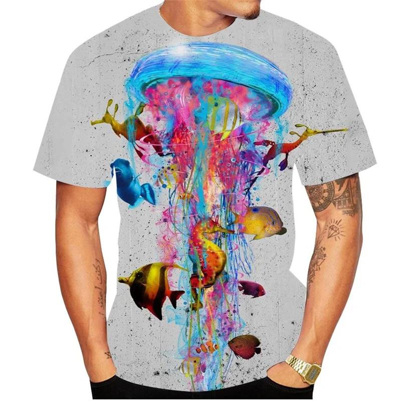 Jellyfish T Shirt For Men 3D Printed Animal Graphic Short Sleeve Tops Streetwear Fashion Harajuku
