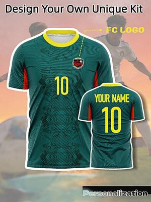 Individuelles Sporttrikot mit Name, Nummer & Logo, Grün-Gelbes Design, Atmungsaktiv für Training, Spiele & als Geschenk