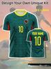 Maglia Sportiva Personalizzata con Nome, Numero e Logo, Design Verde Giallo, Traspirante per Allenamento, Partite e Regalo