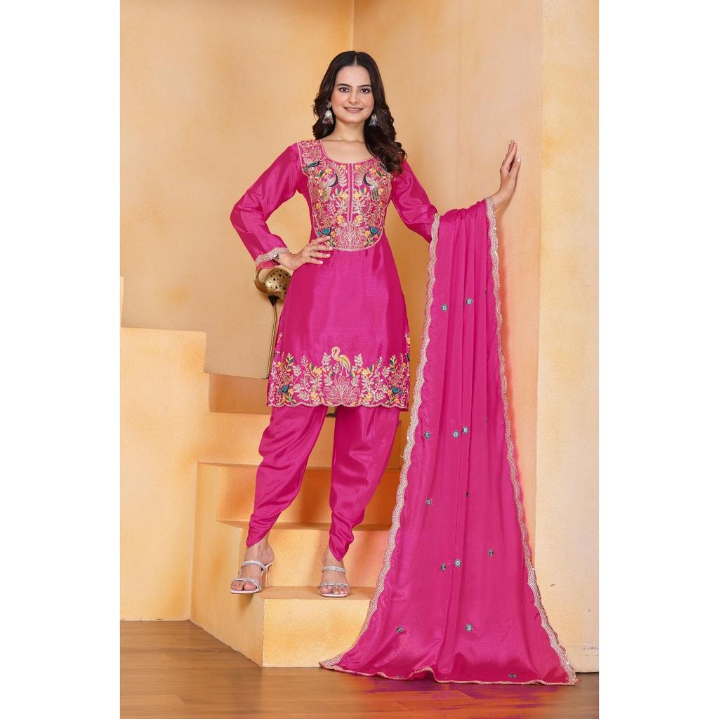 Presenting  New Designer Embroidered Dhoti Suit With Coding Sequence Embroidered Work