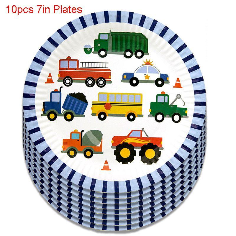 Engineering Car Childrens Birthday Party Theme Decoration Tableware Disposable